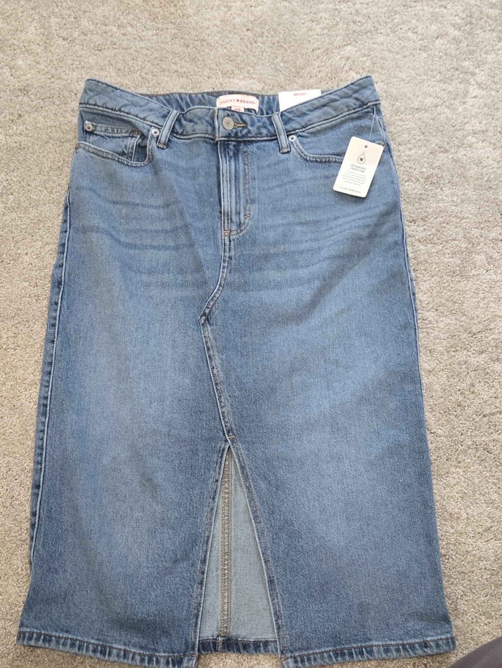 Lucky Brand Light Blue Denim Straight-Leg Skirt